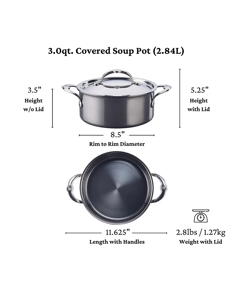 Hestan NanoBond Titanium Stainless Steel 3-Quart Covered Soup Pot