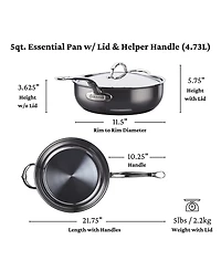 Hestan NanoBond Titanium Stainless Steel 5-Quart Covered Essential Pan with Helper Handle
