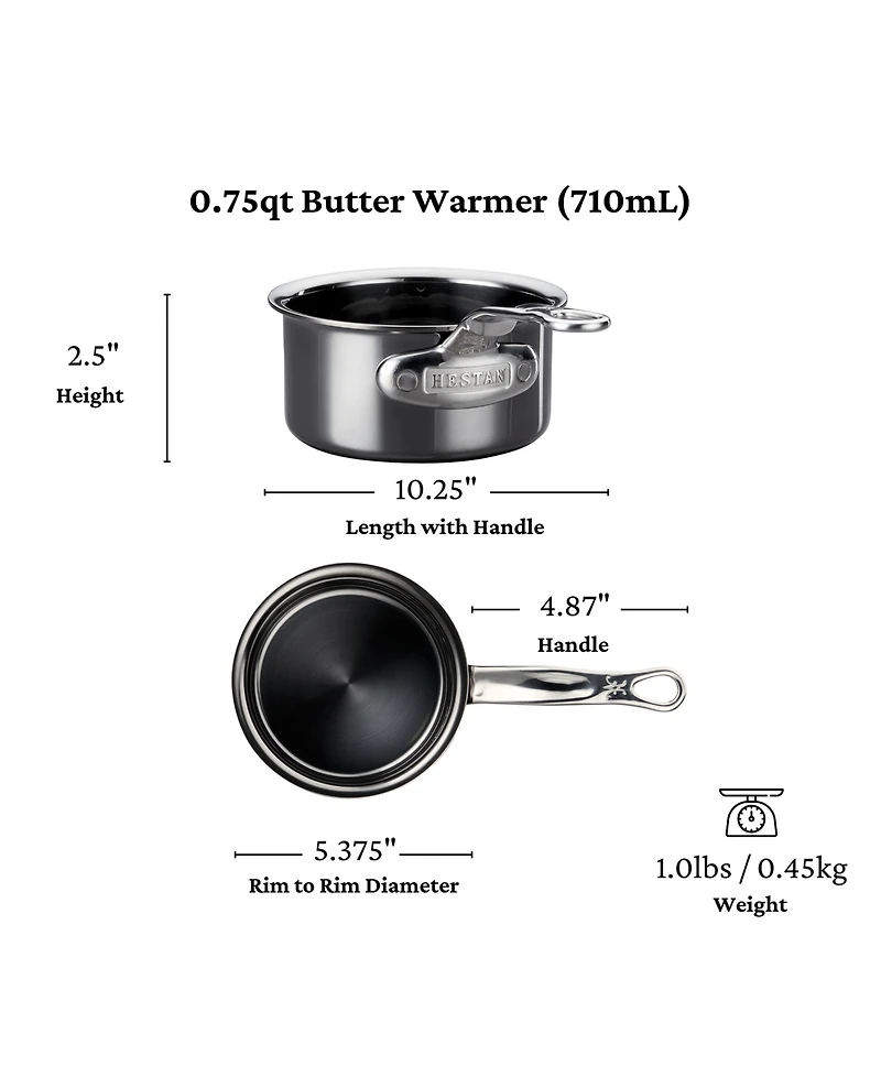 Hestan NanoBond Titanium Stainless Steel 0.75-Quart Butter Warmer
