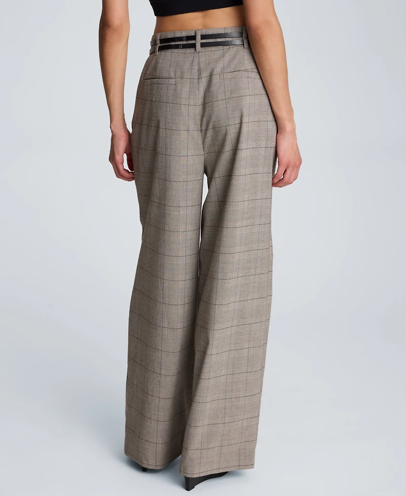Kenneth Cole Women's Wide Leg Double Belt Pants