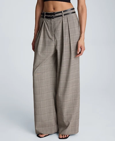 Kenneth Cole Women's Wide Leg Double Belt Pants