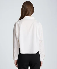 Kenneth Cole Women's Cotton-Blend Collared Long-Sleeve Top