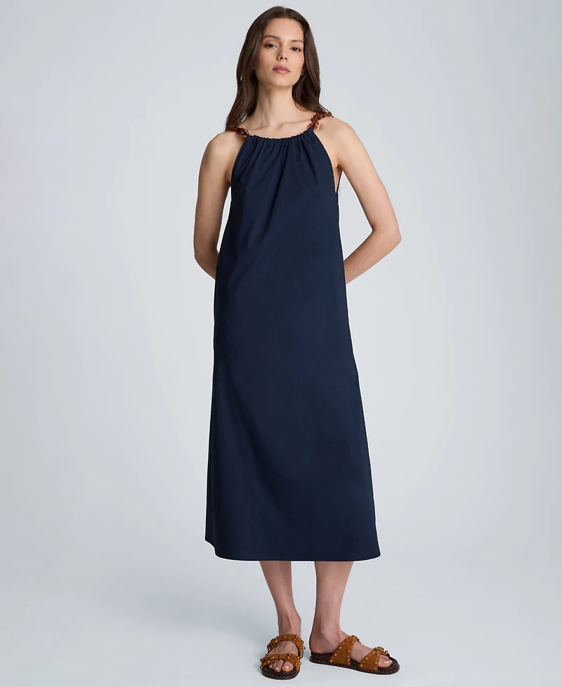 Kenneth Cole Women's Cotton-Blend Halter Neck Midi Dress