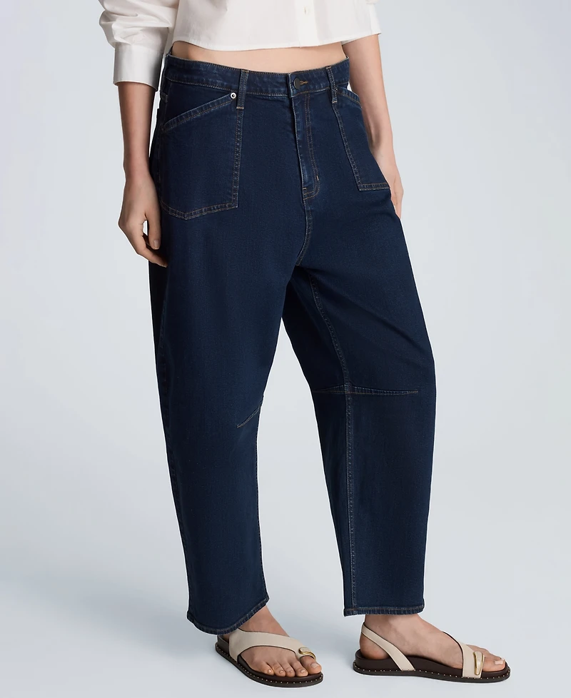 Kenneth Cole Women's High-Rise Barrel Leg Jeans