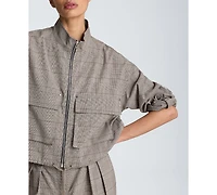 Kenneth Cole Women's Drawcord Flap Pocket Windbreaker Jacket