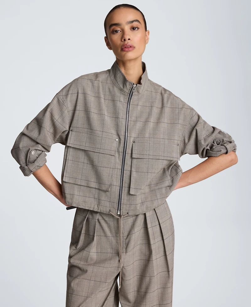 Kenneth Cole Women's Drawcord Flap Pocket Windbreaker Jacket