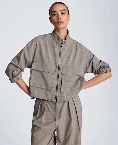 Kenneth Cole Women's Drawcord Flap Pocket Windbreaker Jacket