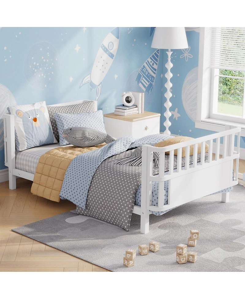 Streamdale Furniture Metal Platform Bed with Rails for Kids