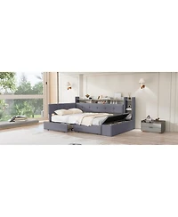 Streamdale Furniture Upholstered Daybed with Storage, Drawers, Usb, Led and Shelves
