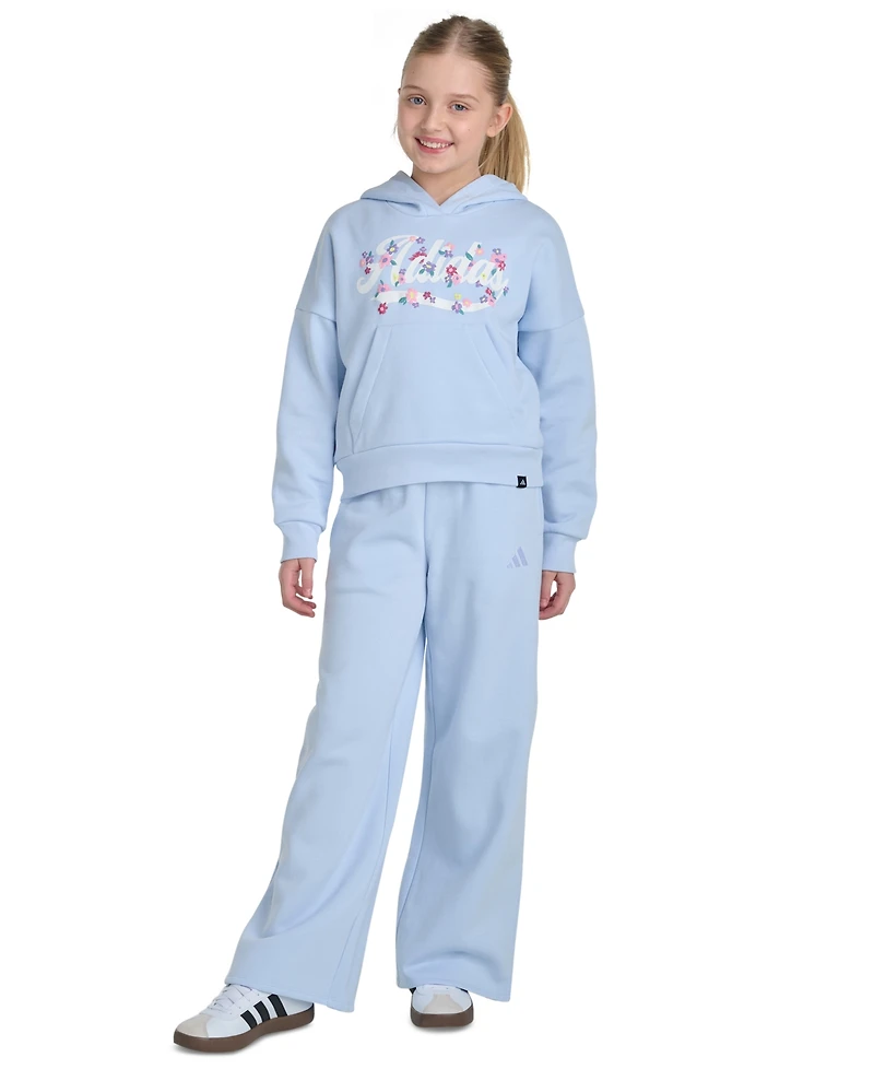adidas Big Girls' 7-16 Long-Sleeve Graphic Fleece Hooded Pullover Sweatshirt