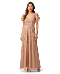 Adrianna Papell Women's Beaded Mesh Gown