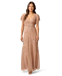 Adrianna Papell Women's Beaded Mesh Gown