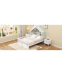Streamdale Furniture Full Size Wooden House Bed with Storage Headboard Shelf