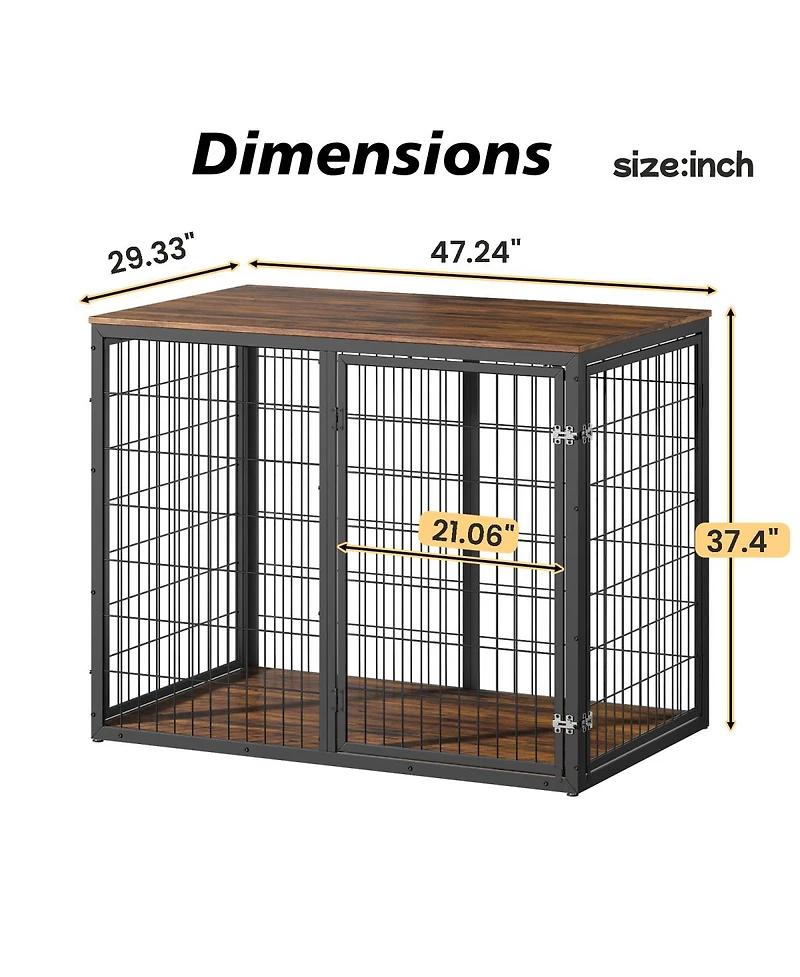 Streamdale Furniture 47'' Dog Crate Furniture with 3 Doors for Large and Medium Dogs