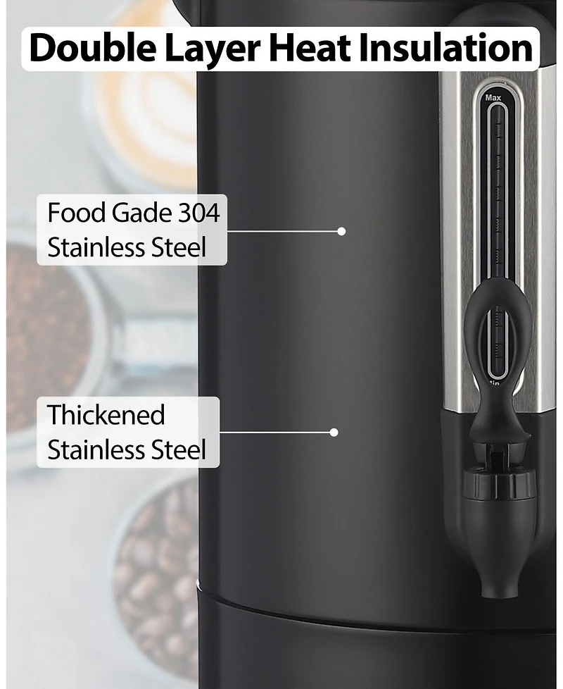 gaomon 14L Large Stainless Steel Coffee Urn with Double Wall Insulation for Wedding, Buffet, Catering, Events, Outdoor Bar