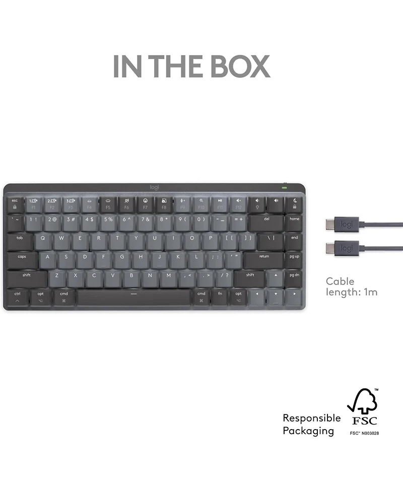 Logitech Mx Mechanical Mini for Mac: Wireless Illuminated Low-Profile Keyboard, Tactile Quiet