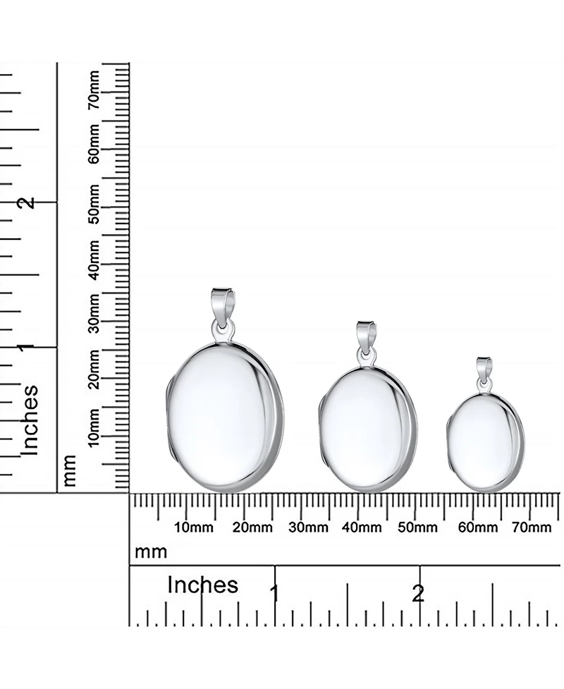Bling Jewelry Simple Plain Oval Keepsake Photo Locket Necklace Holds Pictures .925 Sterling Silver