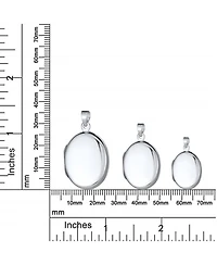 Bling Jewelry Simple Plain Oval Keepsake Photo Locket Necklace Holds Pictures .925 Sterling Silver