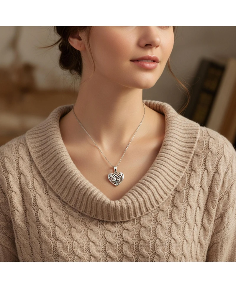 Bling Jewelry Butterfly Heart Pendant Necklace Celtic Triquetra Love Knot Oxidized .925 Sterling Silver