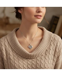 Bling Jewelry Butterfly Heart Pendant Necklace Celtic Triquetra Love Knot Oxidized .925 Sterling Silver