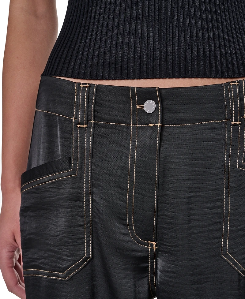 Dkny Women's Straight-Leg Top Stitch Pants