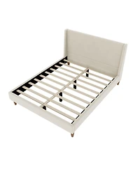 Streamdale Furniture Modern Velvet Wingback Platform Bed, Queen Size