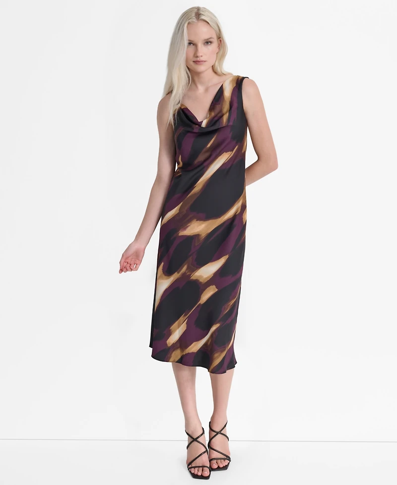 Dkny Petite Sleeveless Cowl Neck Midi Dress