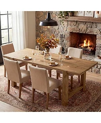 Tribesigns Solid Wood Dining Table, 63-Inch Kitchen Table for 4-6 People, Rectangular Dinner Tables with Wooden Legs for Dining Room, Kitchen