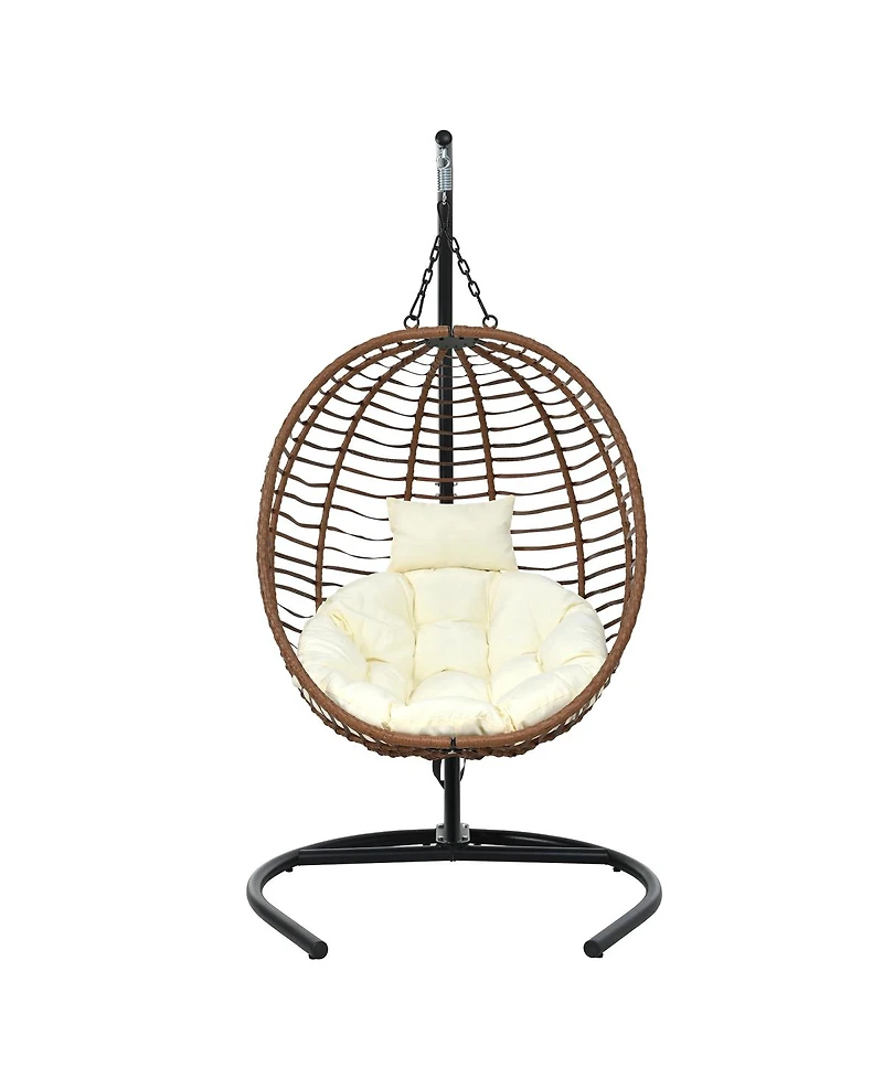 Streamdale Furniture Single Person Folding Hanging Egg Chair with Stand for Indoor and Outdoor Use