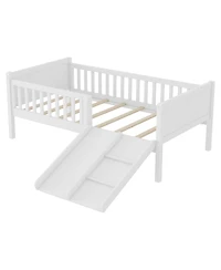 Streamdale Furniture Twin Low Loft Bed with Slide and Movable Bookshelf