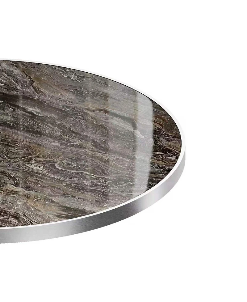 Streamdale Furniture Marble-Look Sintered Stone Square Bistro Table with Cast Iron Base
