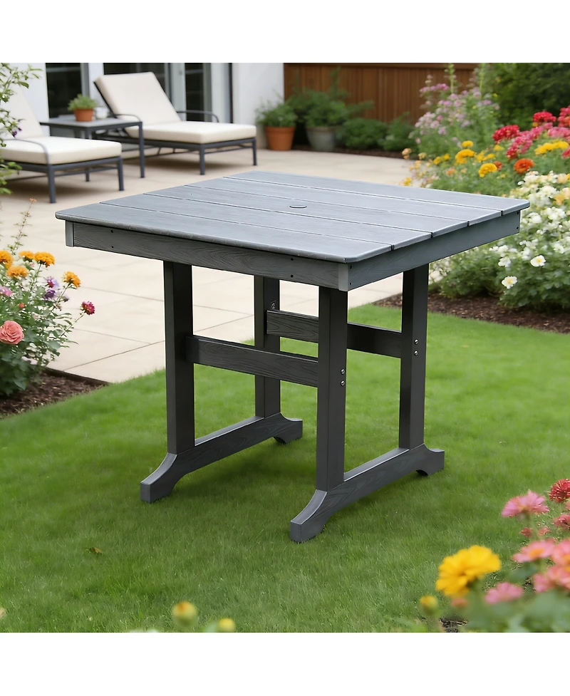 Streamdale Furniture Modern Hdpe Weather-Resistant Outdoor Dining Table with Umbrella Hole