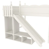 Streamdale Furniture Solid Wood Loft Bed with Storage, Wardrobe, and Slide