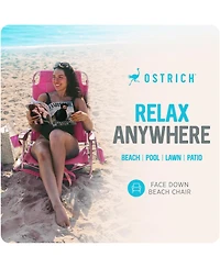 Ostrich Ladies Comfort Backpacker, Outdoor Beach Pool Reclining Chair, Pink