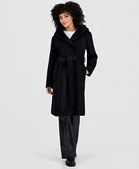 Steve Madden Women's Hooded Tie-Belt Wrap Coat
