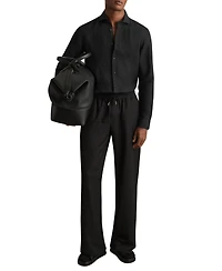 Reiss Men's Linen Cutaway Collar Regular Fit Shirt