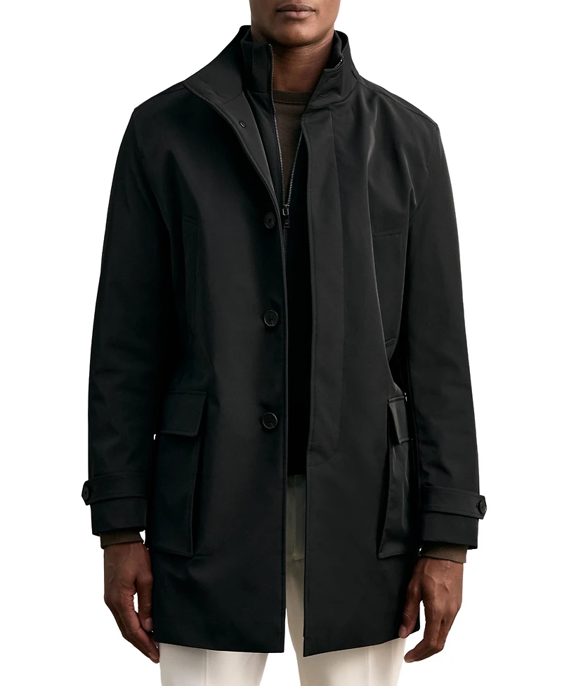 Reiss Men's Player Hybrid Removable-Gilet Overcoat