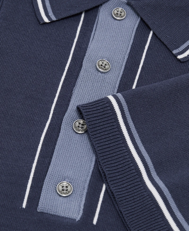 Reiss Men's Rothwell Tipped Half-Button Knitted Polo Shirt