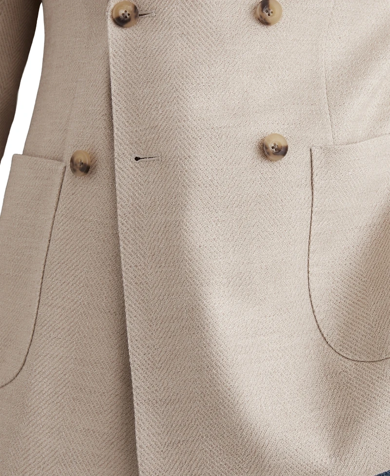 Reiss Men's ManciTailored-Fit Double-Breasted Herringbone Blazer