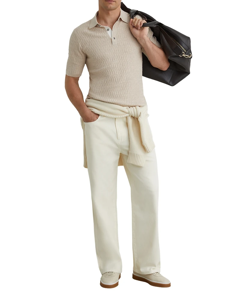 Reiss Men's Era Textured-Knit Half-Button Polo Shirt