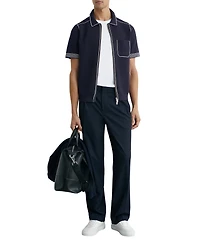 Reiss Men's Blake Stitch-Detail Zip-Through Knit Shirt
