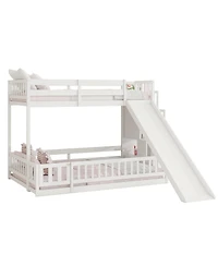 Streamdale Furniture Twin Over Full Bunk Bed with Slide and Storage Staircase