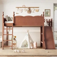 Streamdale Furniture Solid Wood Loft Bed with Storage, Wardrobe, and Slide,