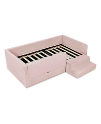 Streamdale Furniture Twin Size Multi-Functional Kids Bed with Guardrails, Storage, and Safety Step