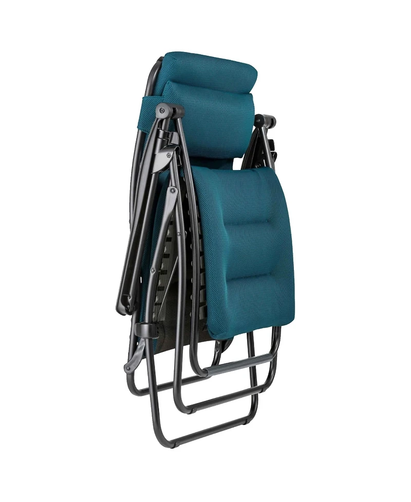Lafuma Futura Air Comfort Padded Folding Patio Lawn Recliner Chair, Coral Blue