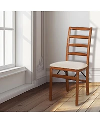 Meco Stakmore Shaker Ladderback Upholstered Seat Folding Chairs, Cherry (2 Pack)