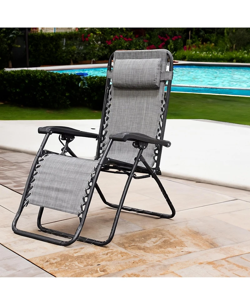 Caravan Sports Zero Gravity Outdoor Folding Camping Patio Lounge Chair, Gray