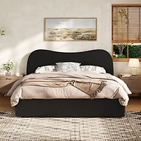 Streamdale Furniture Queen Size Upholstered Platform Bed with Wooden Slats