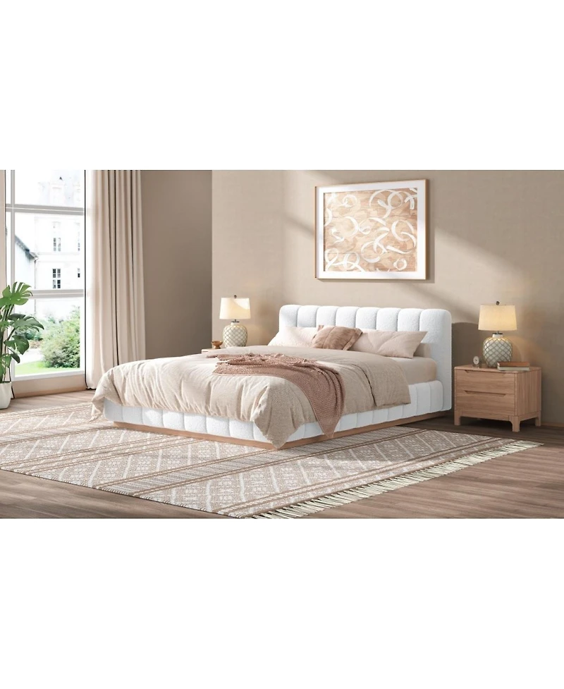 Streamdale Furniture Queen Size Boucle Upholstered Platform Bed Frame
