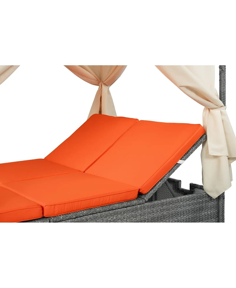 Streamdale Furniture Adjustable Outdoor Sun Lounger with Canopy and Removable Cushion